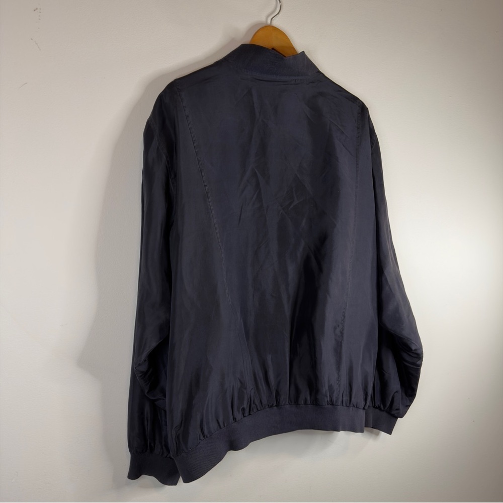 Atlantic Beach Vintage 100% Silk Bomber Jacket Navy Blue XL Men’s Unisex - Picture 5 of 9